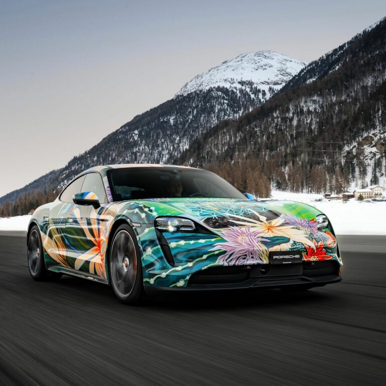 Artsy Porsche Taycan 4S with colorful livery heads to auction