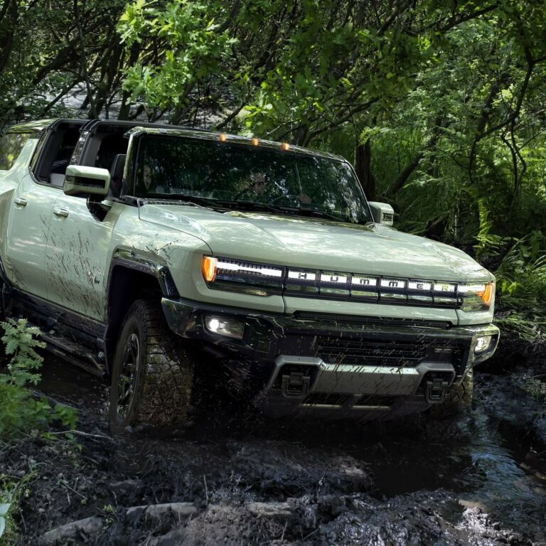 GMC Hummer EV SUV features onboard generator and off-road trail maps